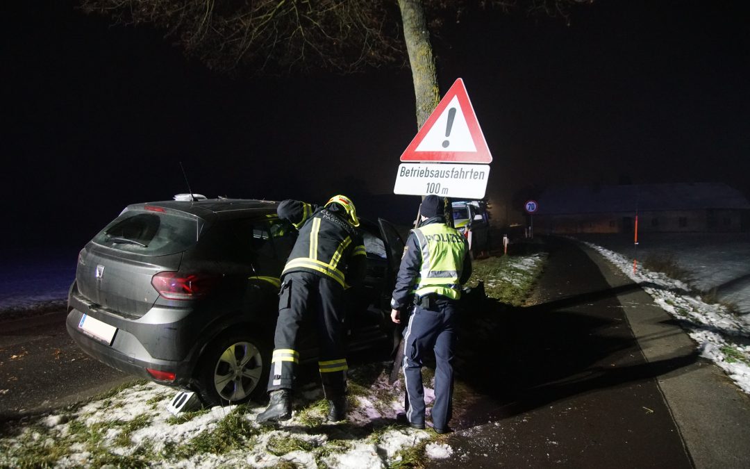 Verkehrsunfall: Auto crasht frontal in Baum!
